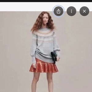 NWT J.Crew fair isle puff sleeve Sweater in Blue and Tan, xs but loose fit